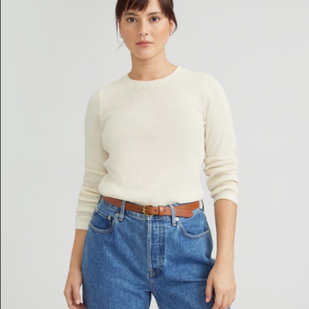 Everlane The Organic Cotton Waffle Tee Long Sleeve Shirt in Canvas